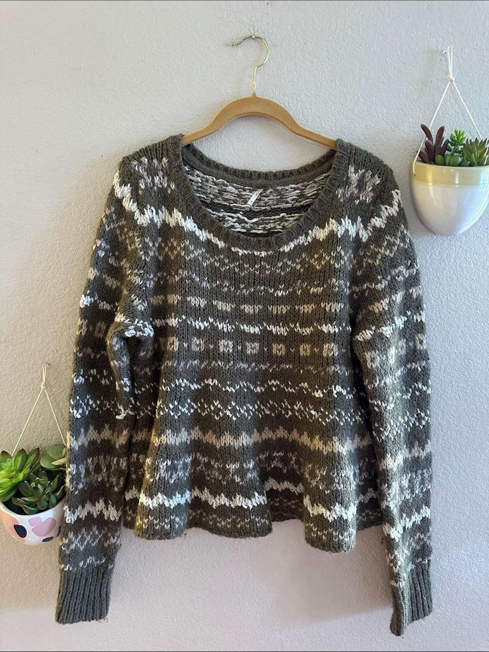 Free People Boho Knit Flowy Peplum Sweater Large